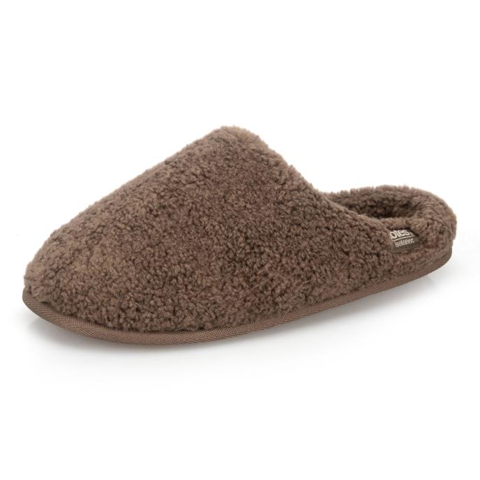 Isotoner® Ladies Borg Swept Back Mule Slipper Brown Extra Image 2
